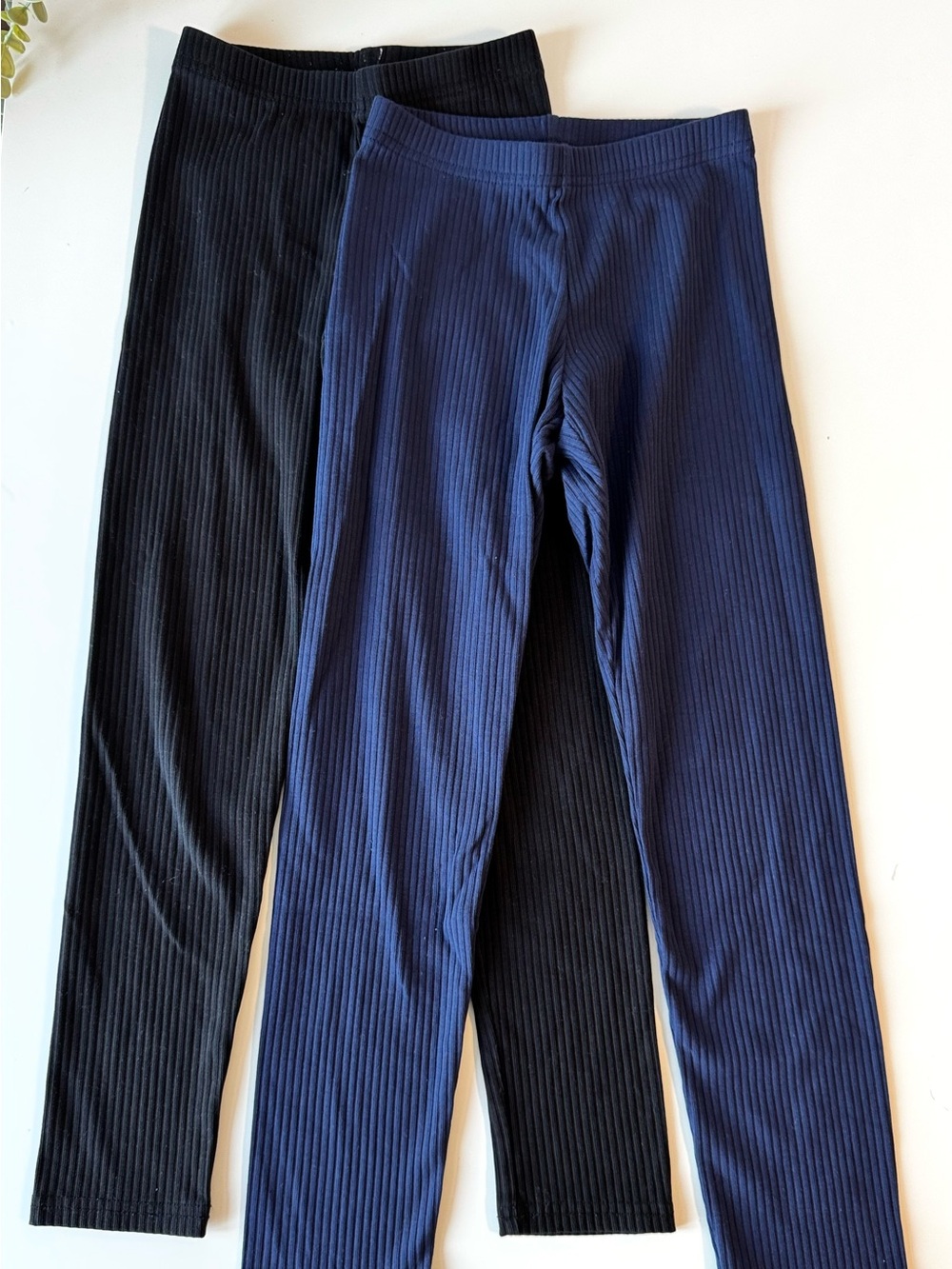 Old Navy Girls Ribbed Leggings Bundle Black & Navy Blue Size 8 Medium